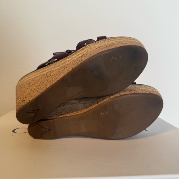 Prada Dark Brown Cork Wedge Sandals